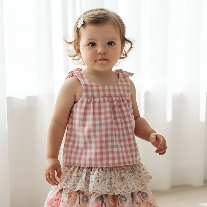 Baby Girls Amelia Top - Pink Check