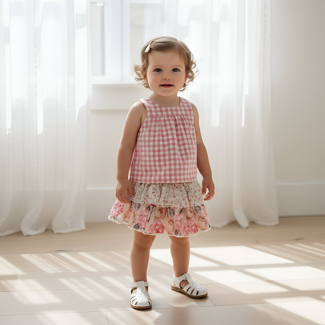 Baby Girls Amelia Top - Pink Check