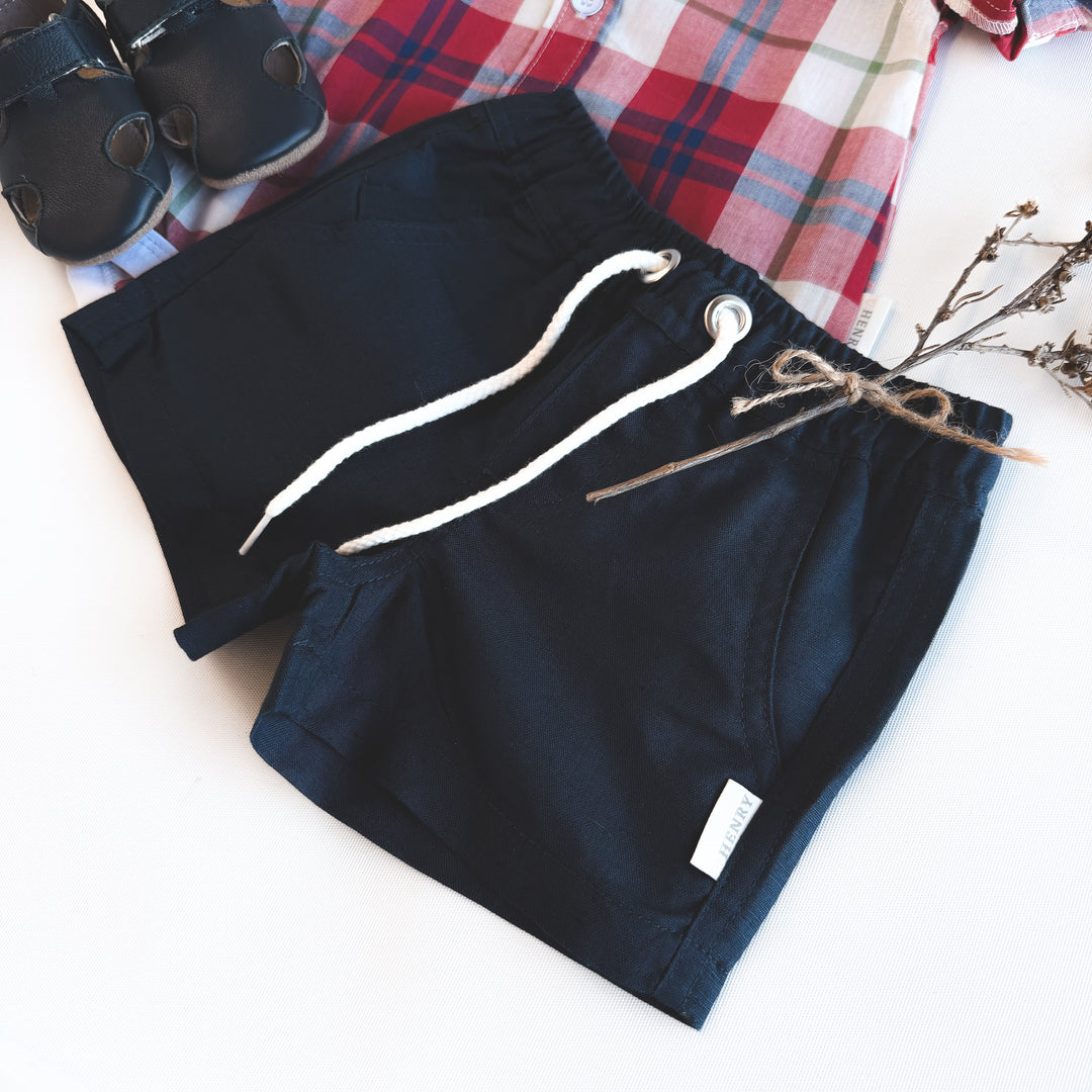 Baby Boys Sonny Short - Navy Linen