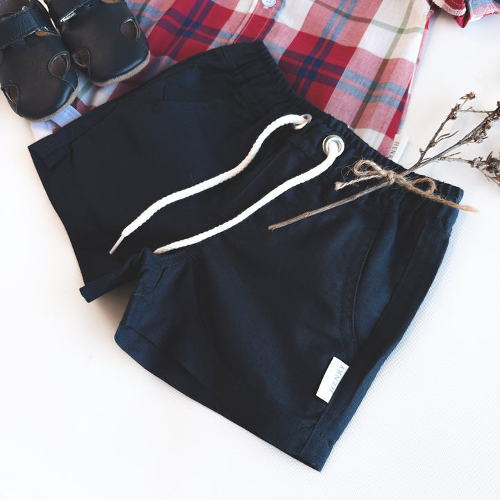 Baby Boys Sonny Short - Navy Linen