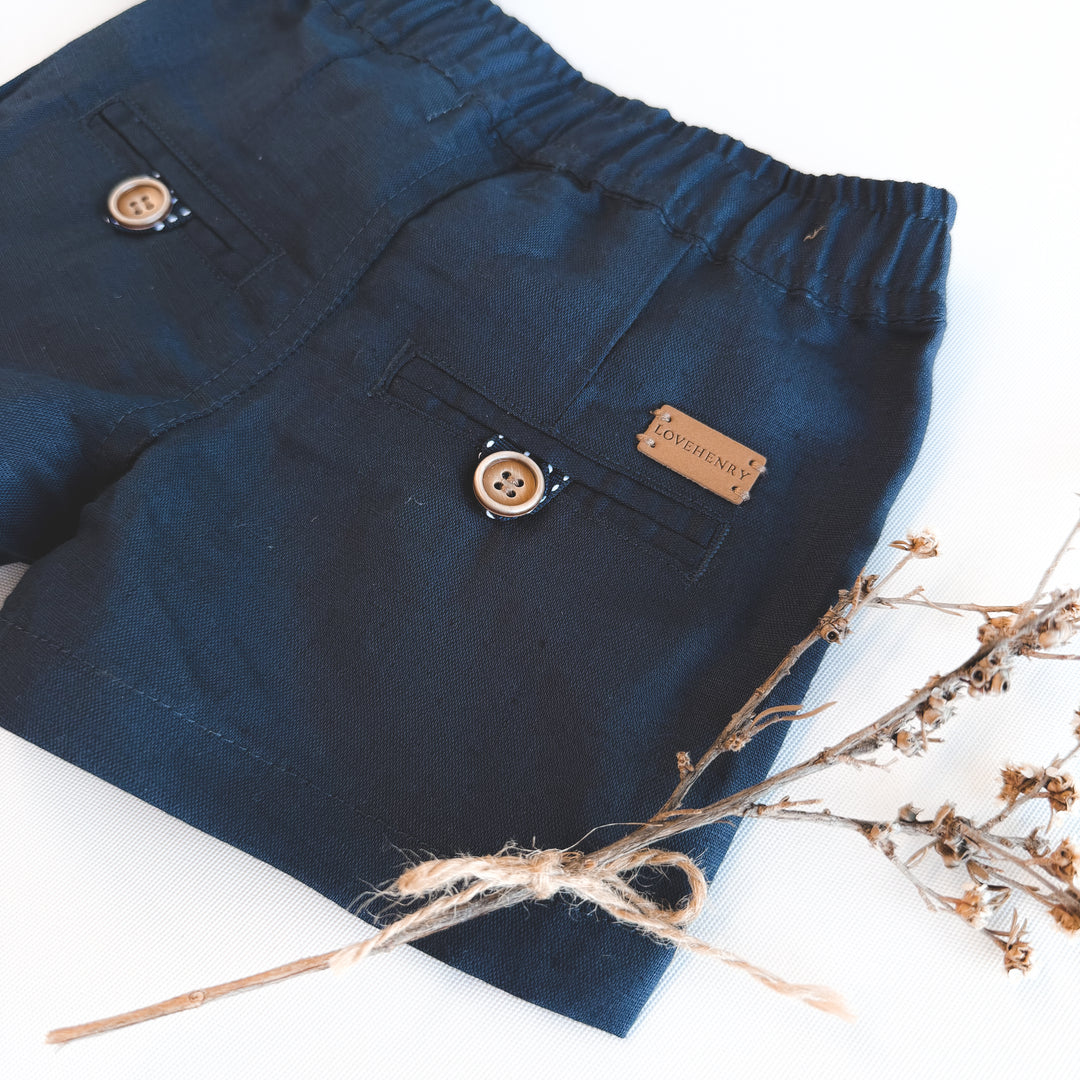 Baby Boys Sonny Short - Navy Linen