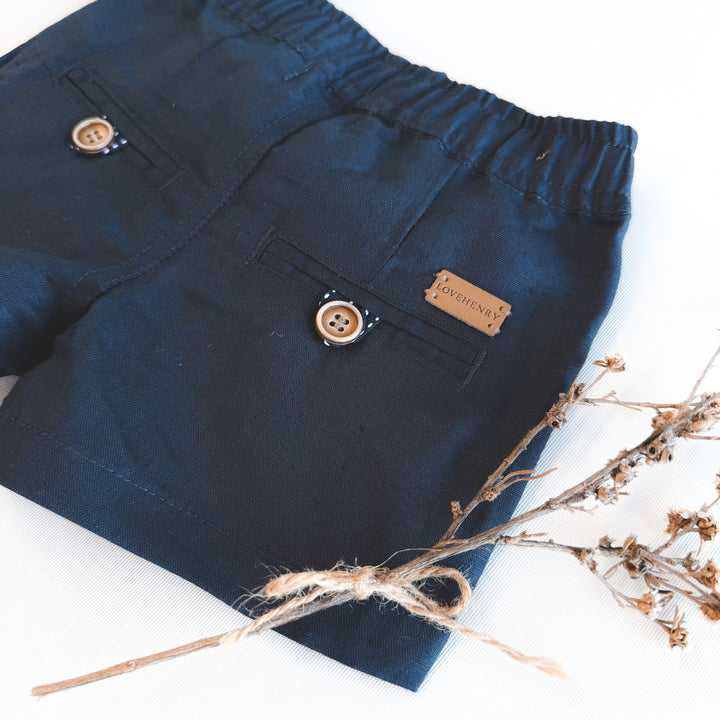 Baby Boys Sonny Short - Navy Linen