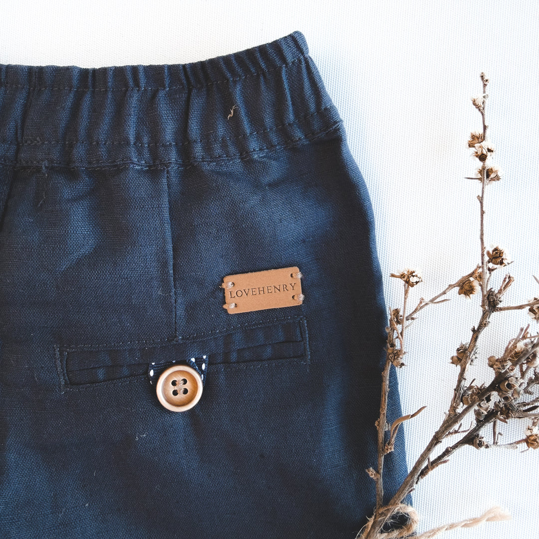 Baby Boys Sonny Short - Navy Linen
