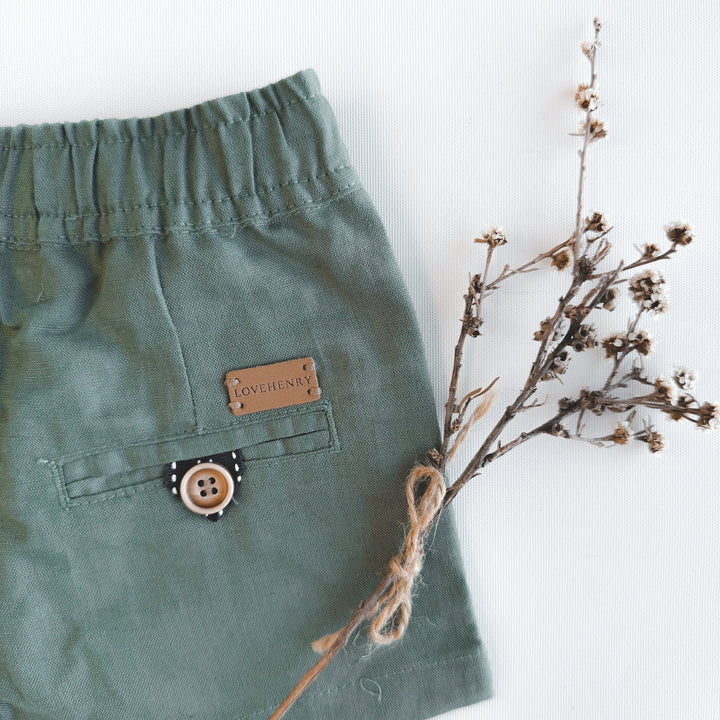 Baby Boys Sonny Short - Green Linen