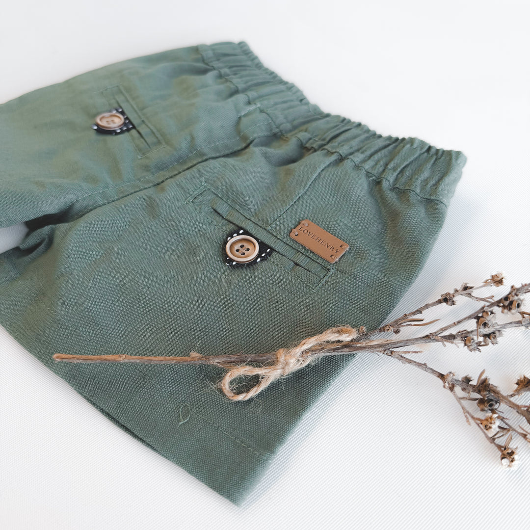 Baby Boys Sonny Short - Green Linen