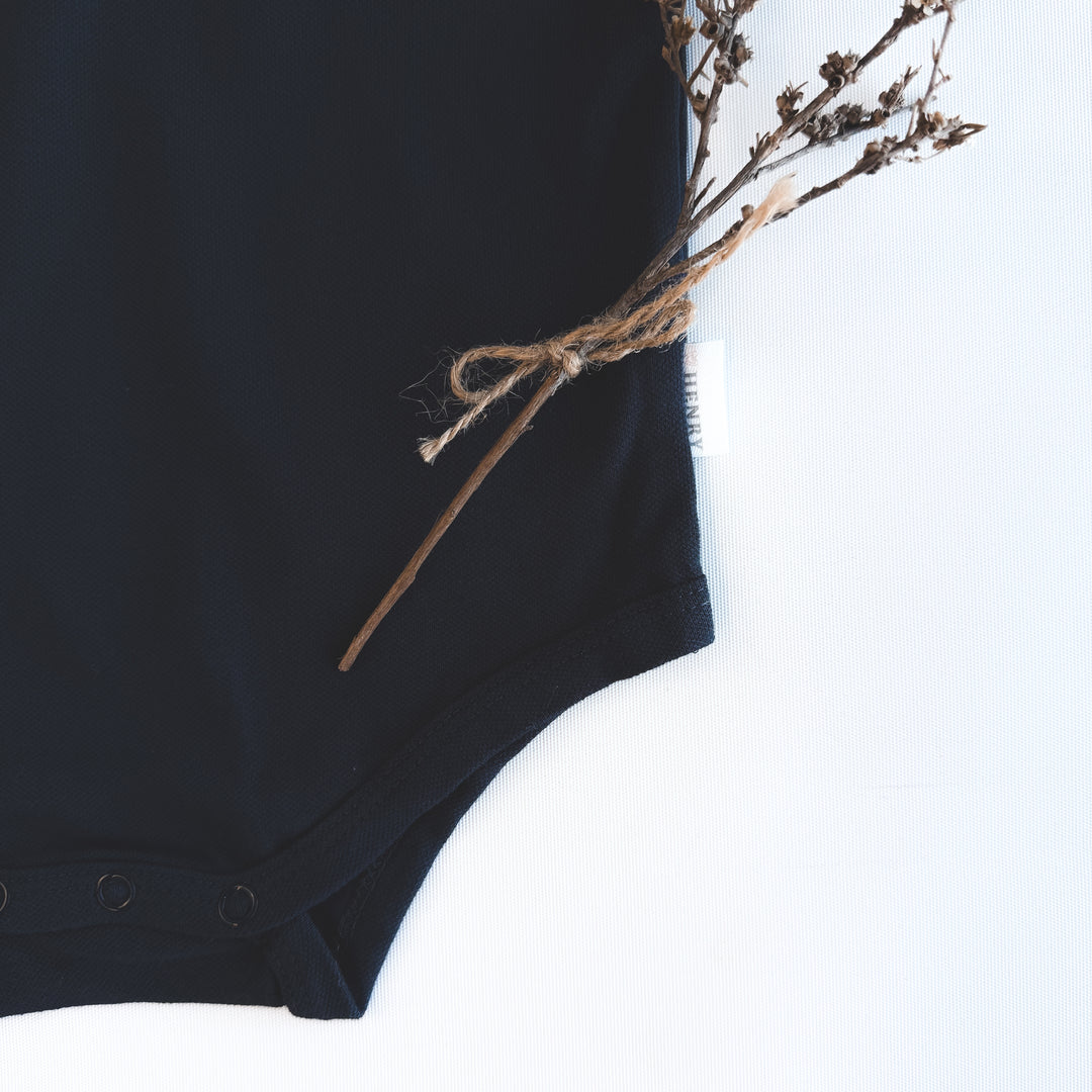 Baby Boys Polo Romper - Navy