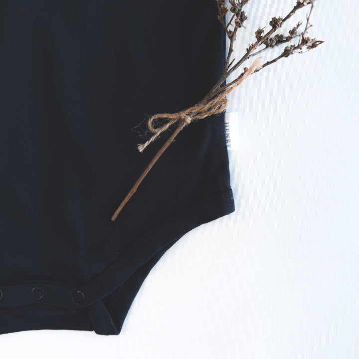 Baby Boys Polo Romper - Navy