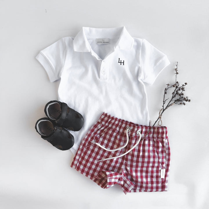 Baby Boys Polo Romper - White