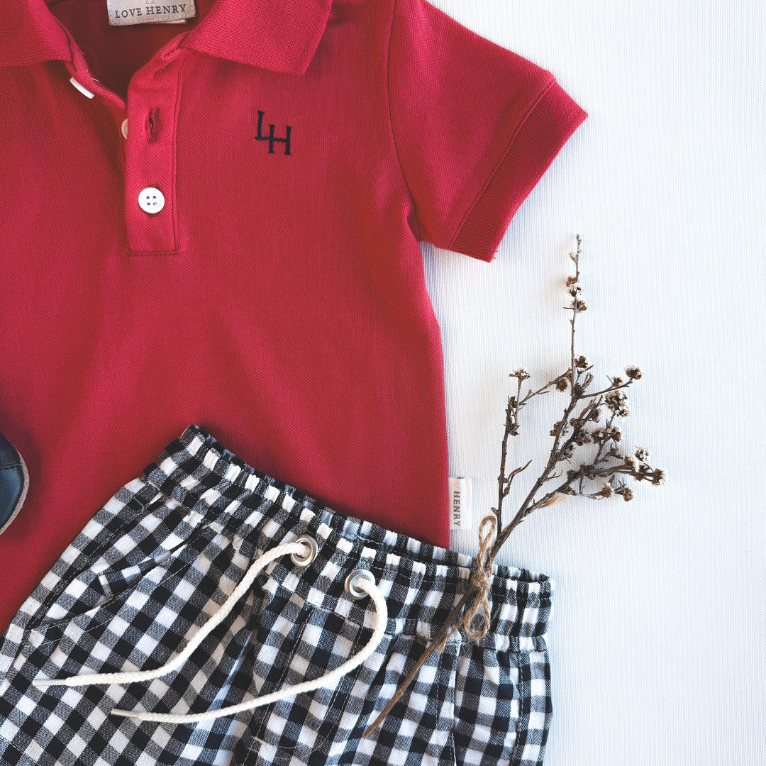 Baby Boys Polo Romper - Red