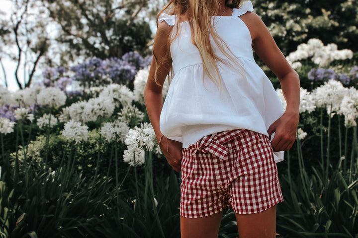 Girls Esme Top - White Linen