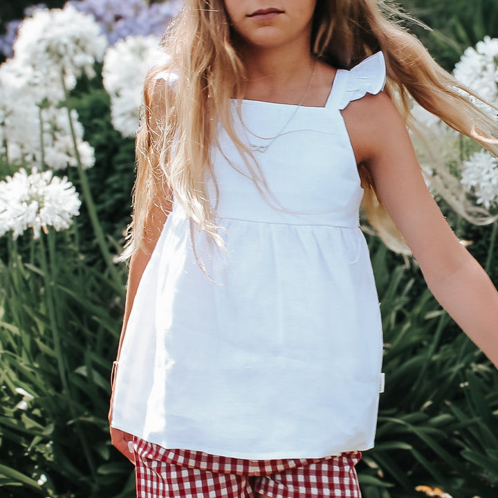 Girls Esme Top - White Linen
