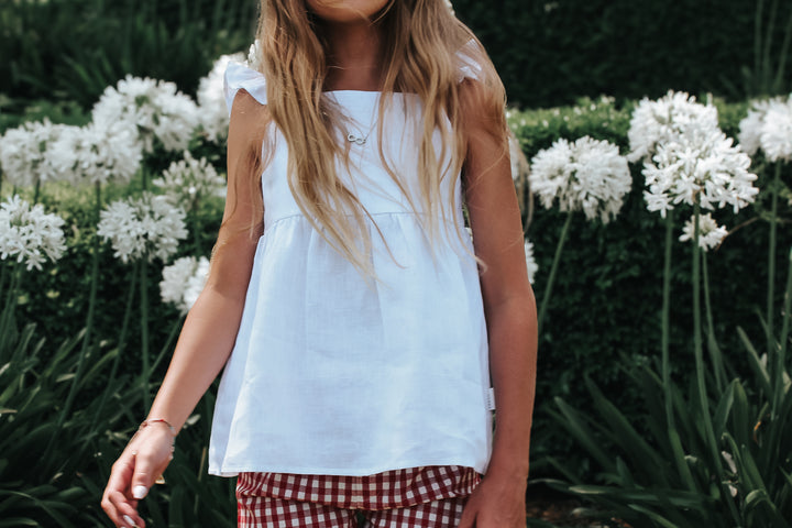 Girls Esme Top - White Linen