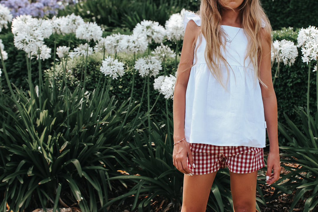 Girls Esme Top - White Linen