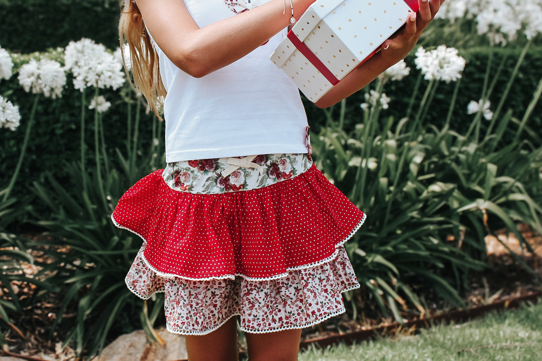Girls Frilly Skirt - Festive Floral