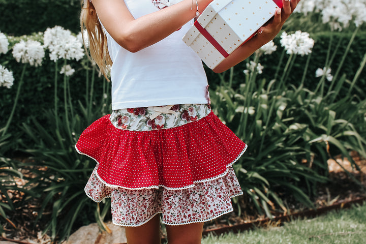Girls Frilly Skirt - Festive Floral