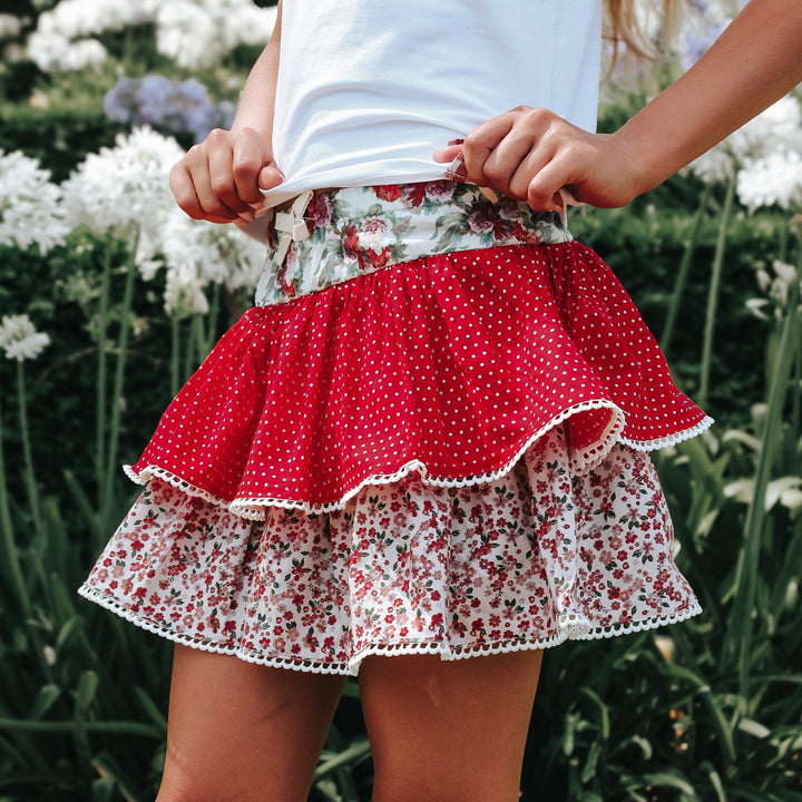 Girls Frilly Skirt - Festive Floral