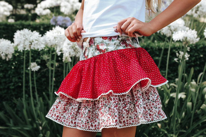 Girls Frilly Skirt - Festive Floral