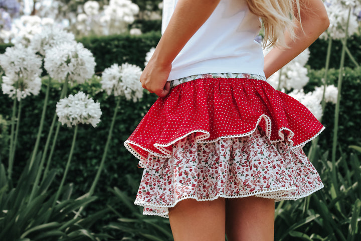 Girls Frilly Skirt - Festive Floral