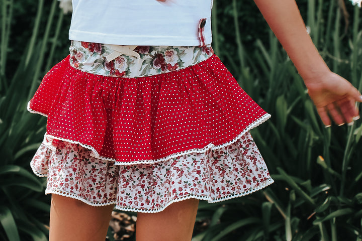 Girls Frilly Skirt - Festive Floral