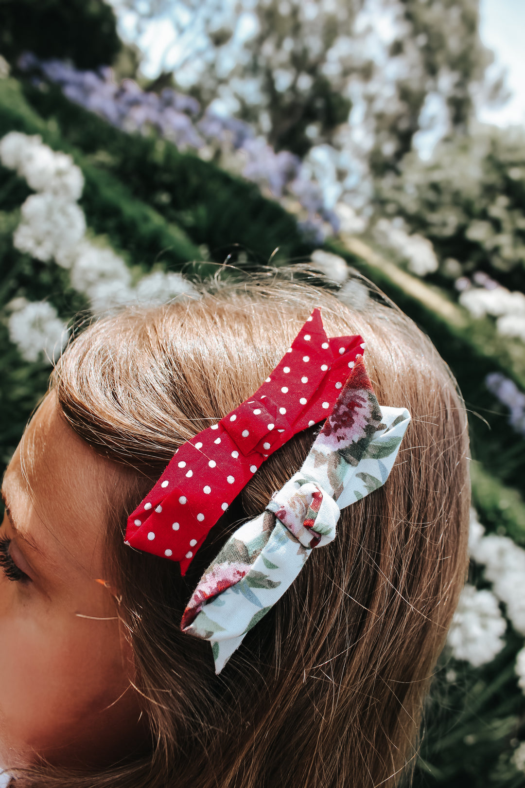 Girls Clips 2 Pack - Red Polka Dots/Floral