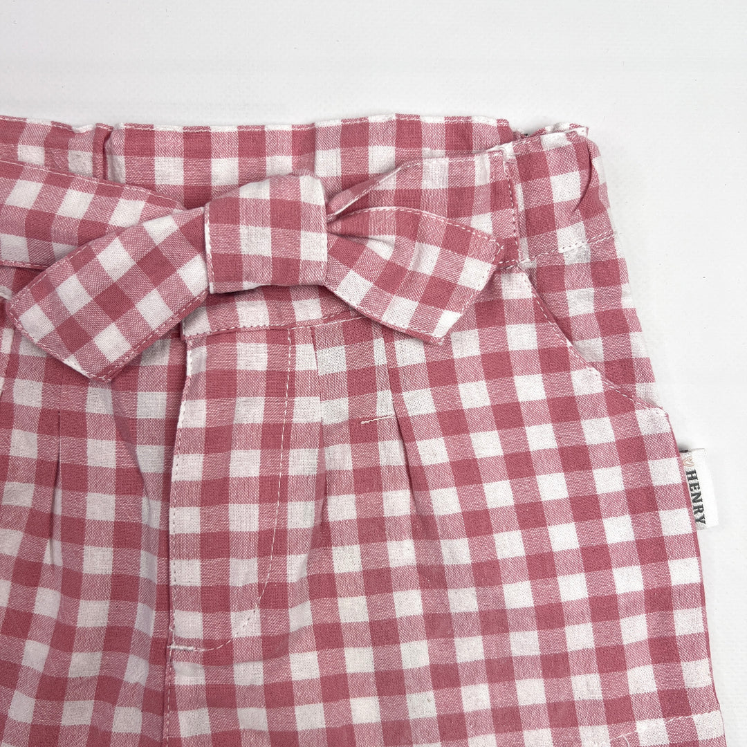 Girls Tie Waist Shorts - Pink Check