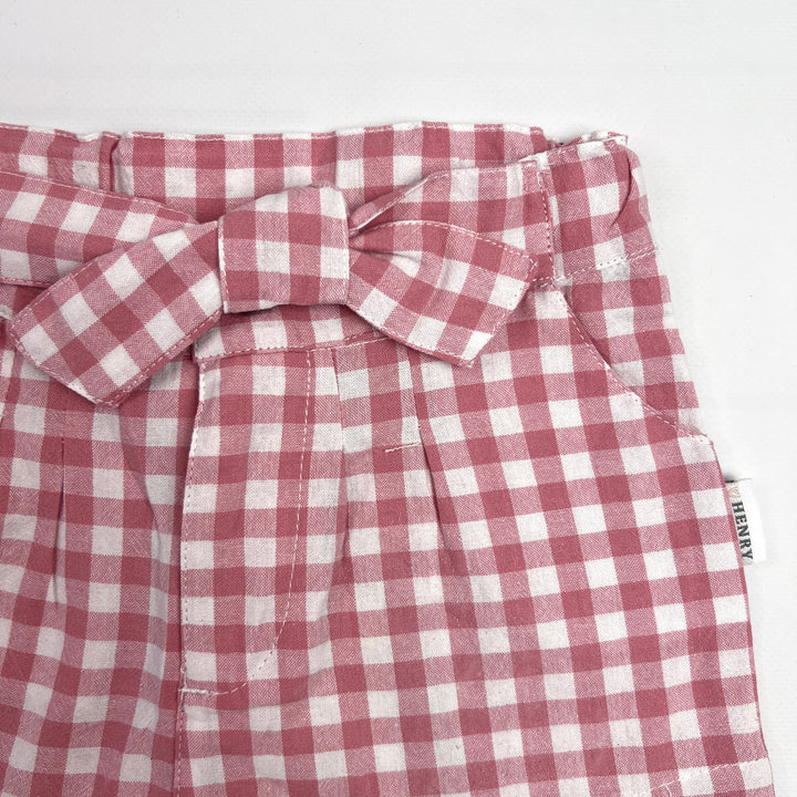 Girls Tie Waist Shorts - Pink Check