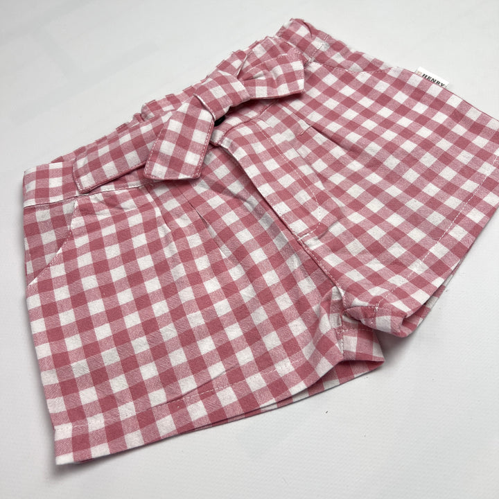 Girls Tie Waist Shorts - Pink Check