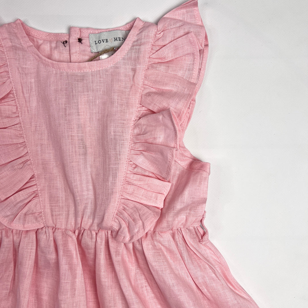 Girls Florence Summer Dress - Pink Linen