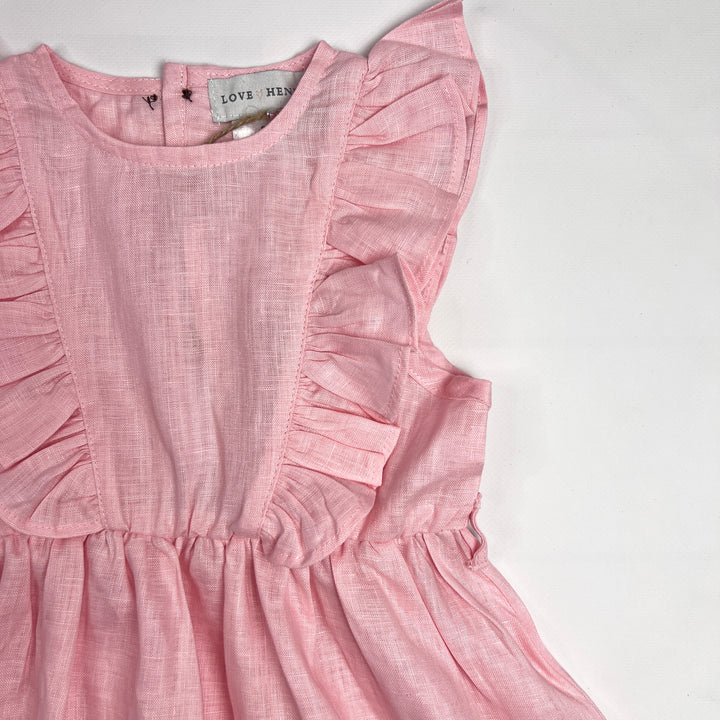 Girls Florence Summer Dress - Pink Linen