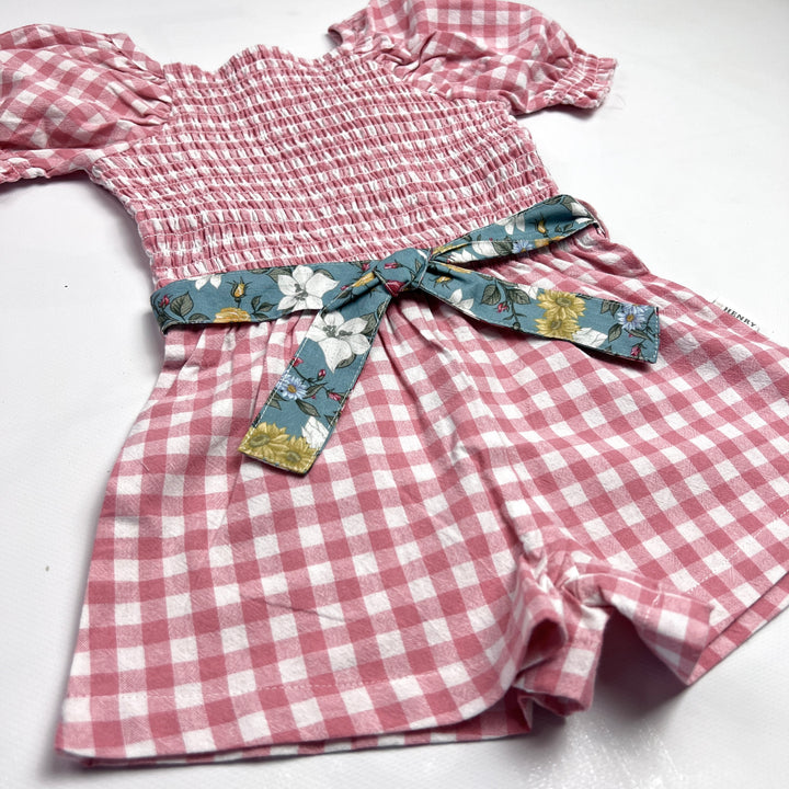 Girls Tilly Playsuit -  Pink Check