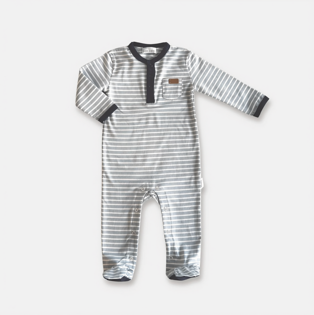 Baby Boys Winter Onesie - Blue Stripe