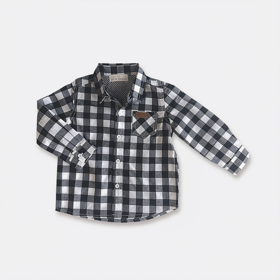 Boys Dress Shirt - Large Navy Check