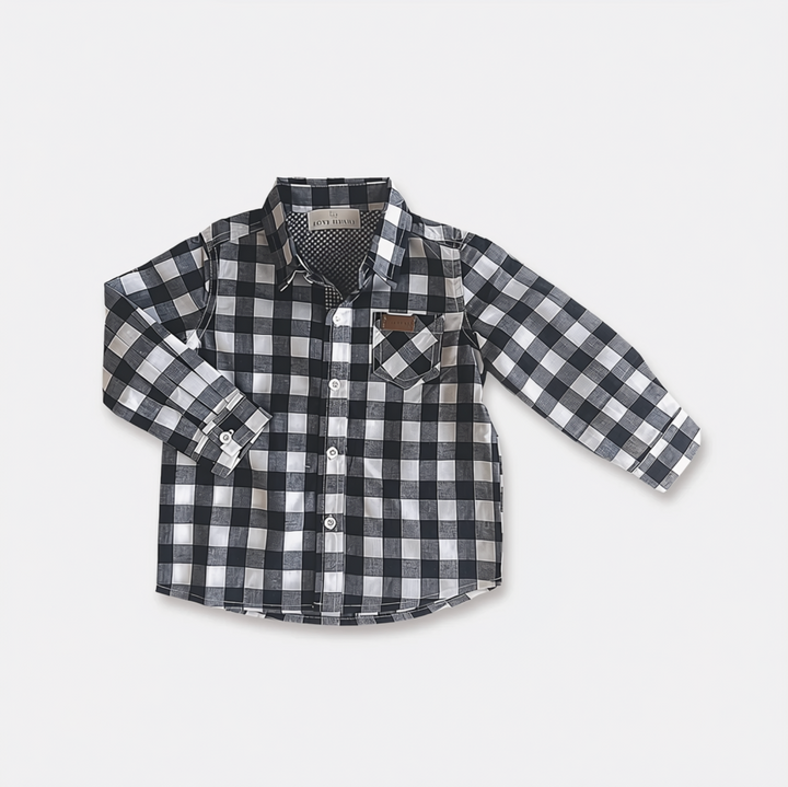 Boys Dress Shirt - Large Navy Check