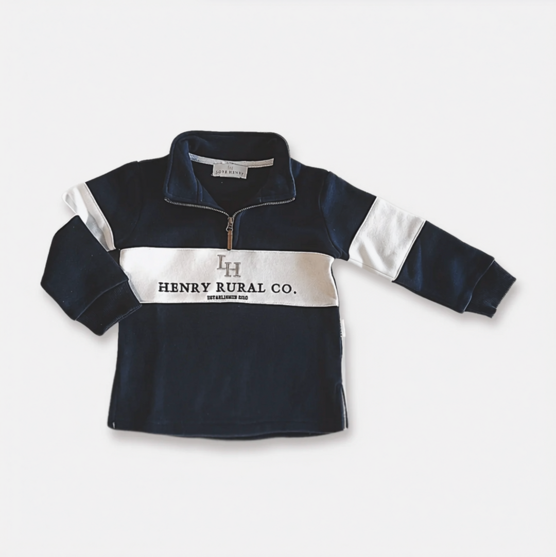 Boys Rural Co Sweater - Navy/White