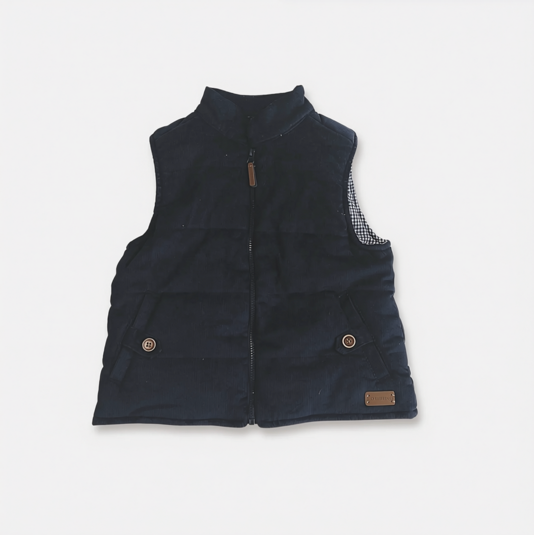 Boys Cooper Puffer Vest - Navy Corduroy
