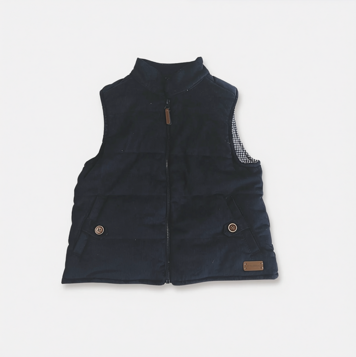 Boys Cooper Puffer Vest - Navy Corduroy
