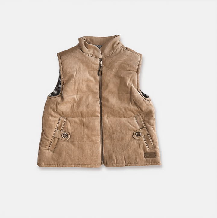 Boys Cooper Puffer Vest - Caramel Corduroy