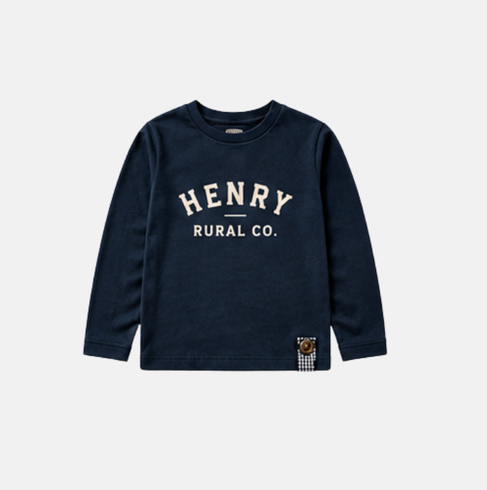 Boys LS Tee - Henry Rural Co - Navy