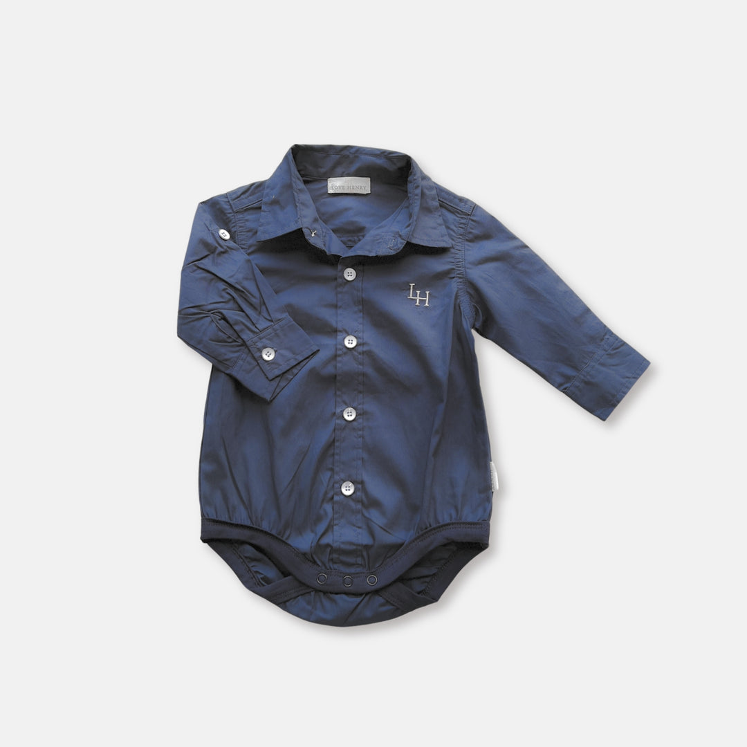 Baby Boys Dress Shirt Romper - Navy