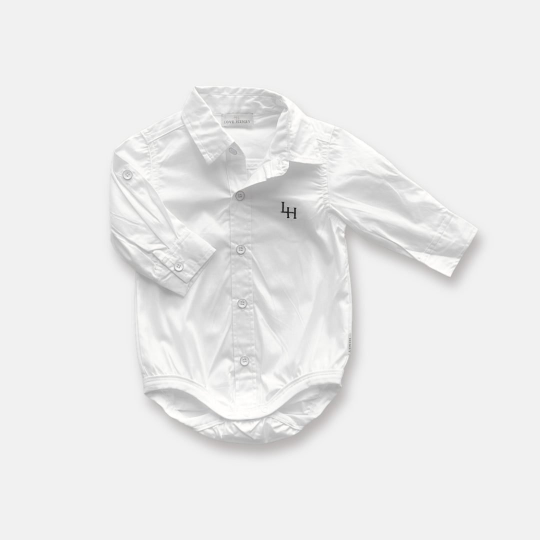 Baby Boys Dress Shirt Romper - White