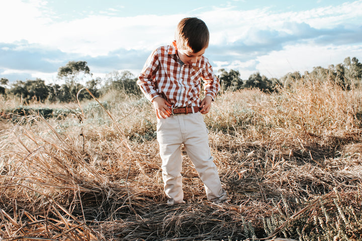 Boys Dress Shirt - Large Bronze Check
