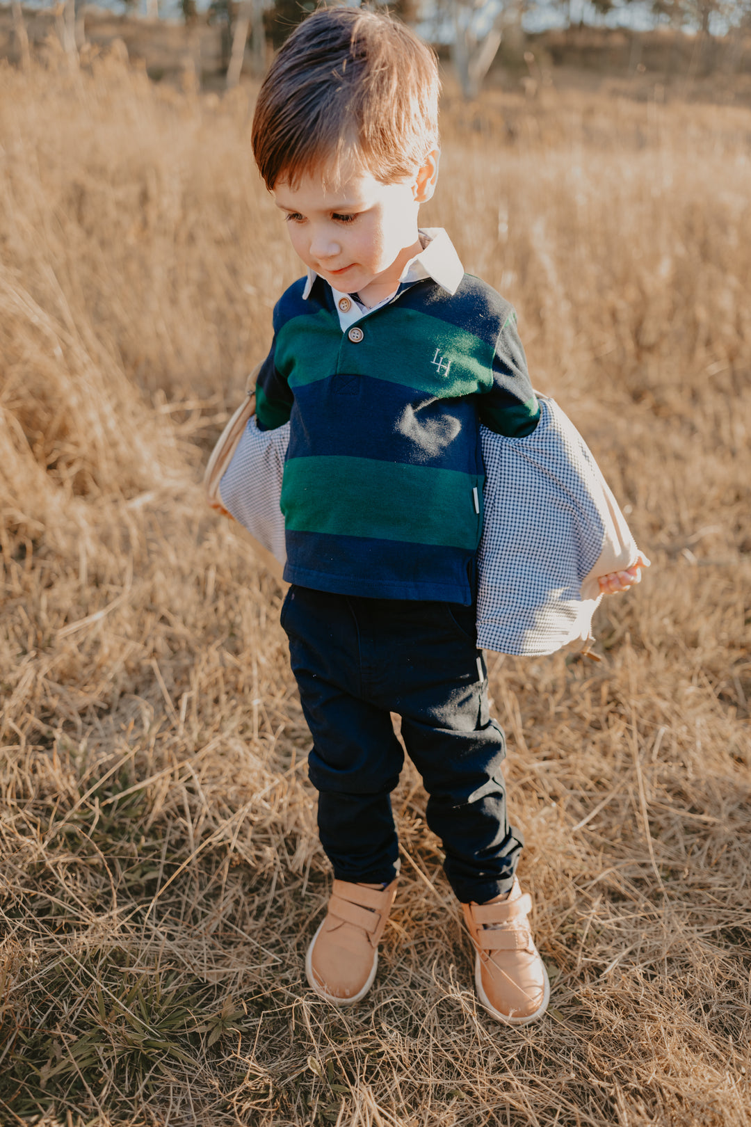 Boys Cooper Puffer Vest - Tan Corduroy