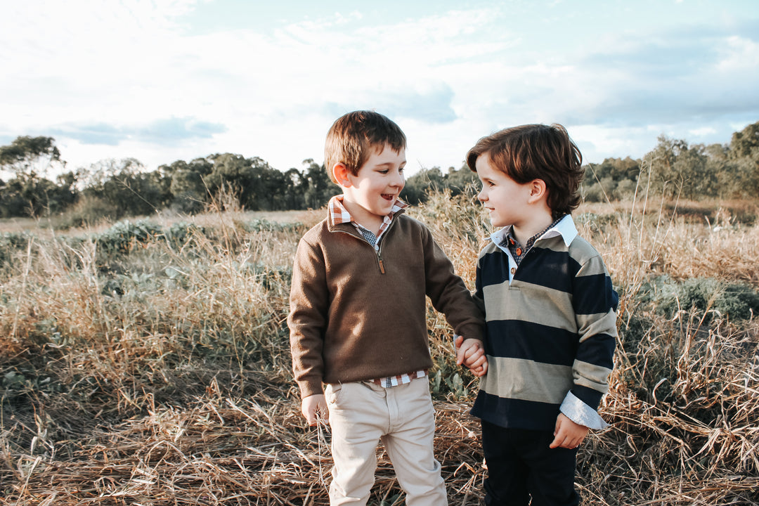 Boys Freddie Rugby Polo - Olive Stripe