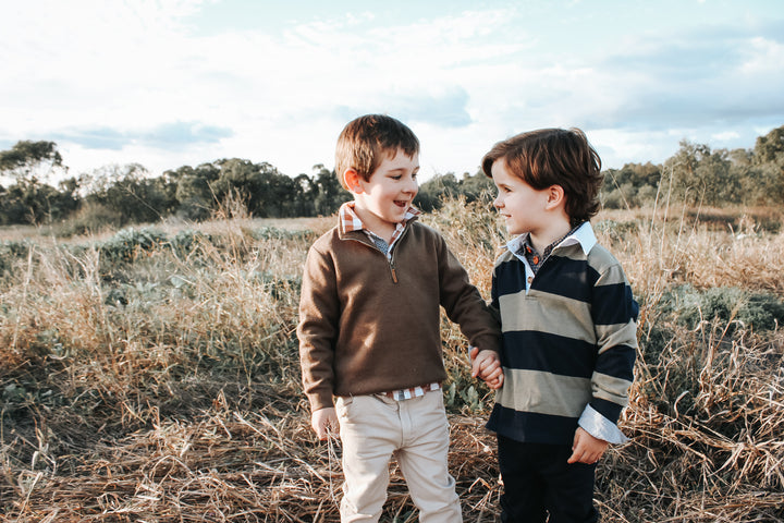 Boys Freddie Rugby Polo - Olive Stripe