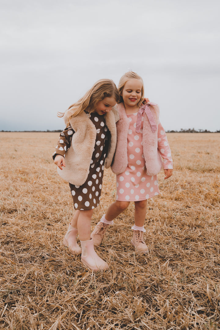 Girls Fur Vest -  Camel