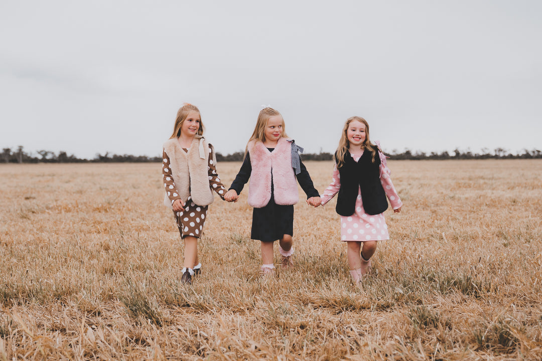 Girls Fur Vest -  Navy
