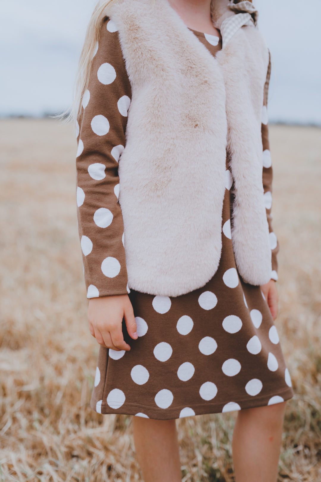 Girls Fur Vest -  Camel