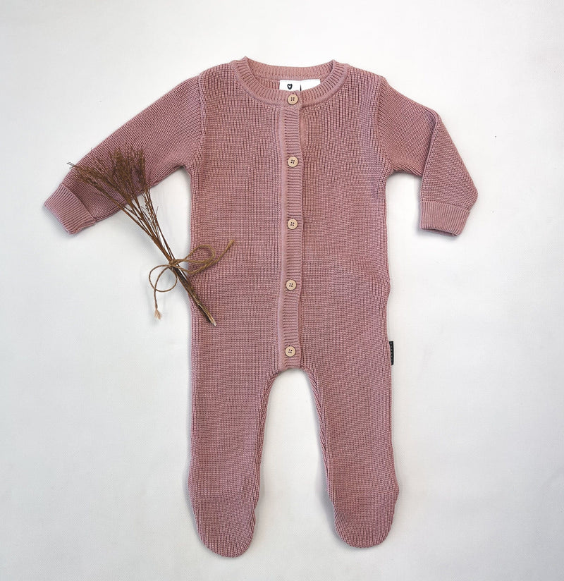Baby Girls Plush Knit Romper - Dusty Pink