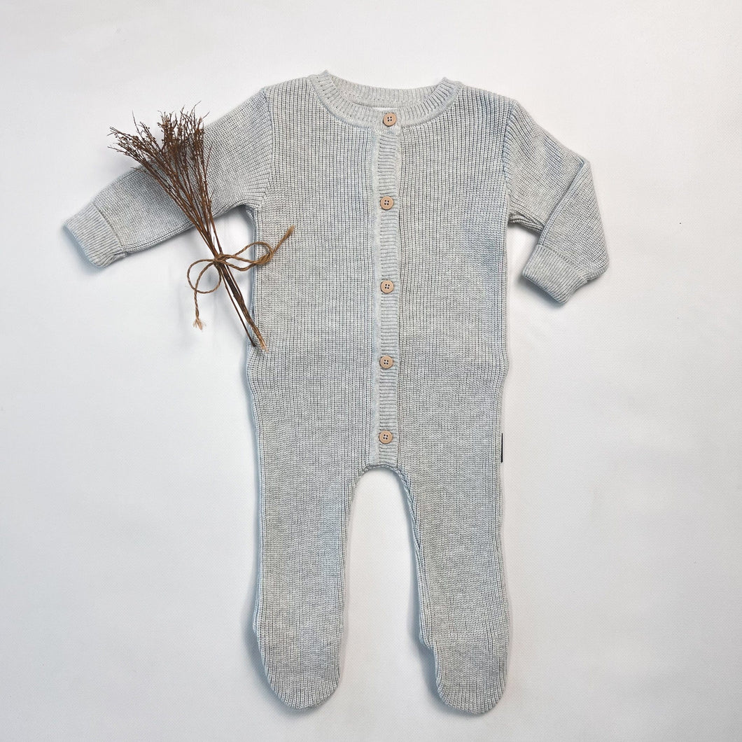 Korango Knit Onesie Baby Plush Knit Romper - Grey Marle