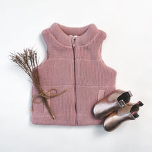 Load image into Gallery viewer, Korango Outerwear Baby Girls Lined Knit Vest - Dusty Pink
